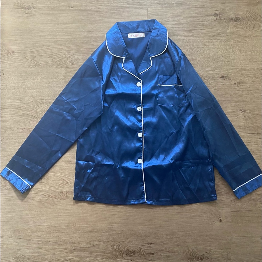 Blue Satin Pajama Set